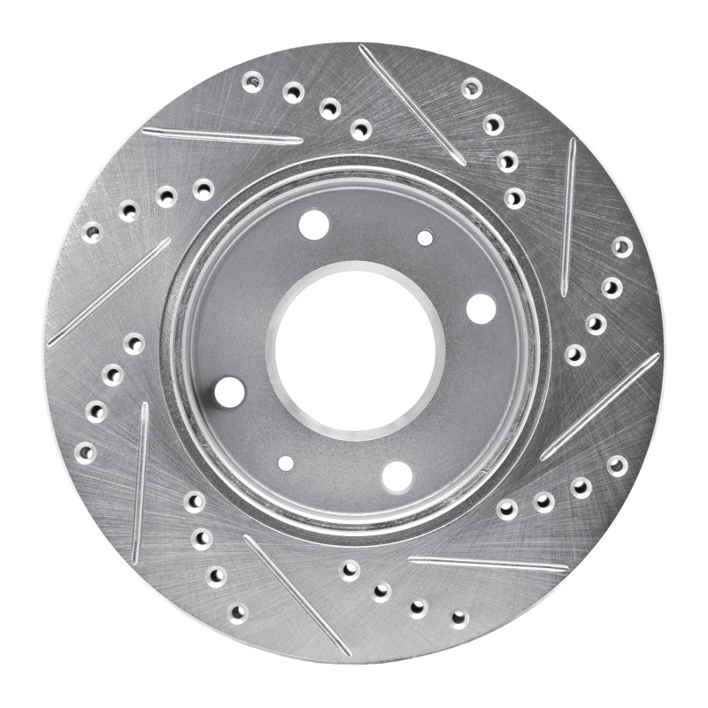 Hyundai Sonata Brake Rotor (1) - Front Left - R1 Concepts - Drilled & Slotted - Silver - `01-`03